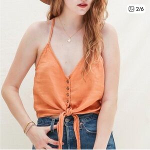 Rhythm Almalfi Rust Orange Tie-Front Tank Top